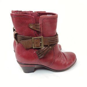 Women's Red Leather Ankle Boots
